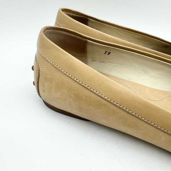 Tod's Point Toe Leather Penny Loafers Cream/Tan Size 39 Officecore Y2K‎ Preppy - Picture 3 of 16